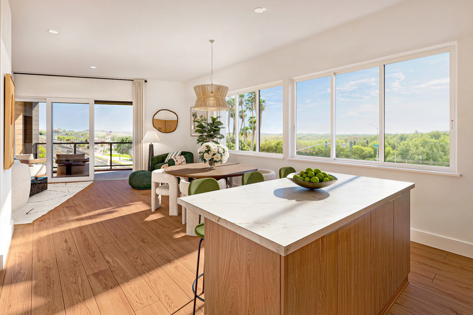 apartment dining area and kitchen island